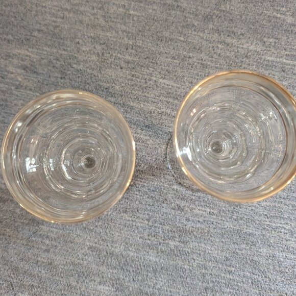 Pair of Antique French Dessert/Cordial Glasses with Gold Rim - Picture 2 of 3